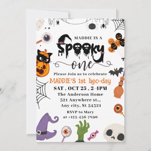 Spooky One Halloween 1. Geburtstag Einladung (Vorderseite)