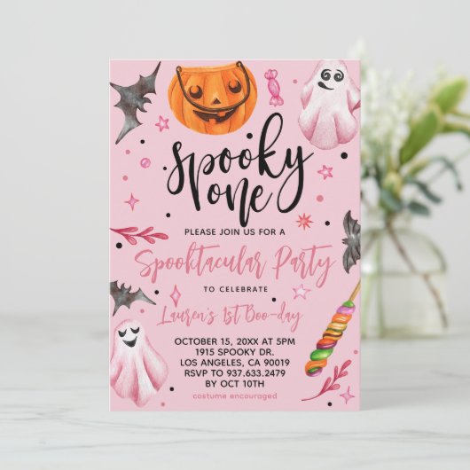 Spooky One Halloween 1. Geburtstag Einladung (Stehend Vorderseite)