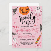 Spooky One Halloween 1. Geburtstag Einladung (Vorne/Hinten)