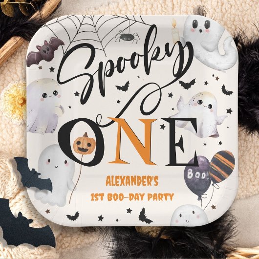Spooky One Halloween 1. Geburtstag Party Niedlich Pappteller