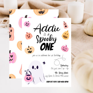 Spooky One | Halloween 1. Geburtstag | Pink Pumpki Einladung