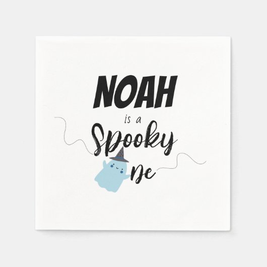 Spooky One | Halloween B-Day Napkin | Minimal Blue Serviette (Vorderseite)