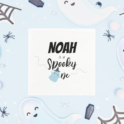 Spooky One | Halloween B-Day Napkin | Minimal Blue Serviette