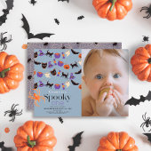Spooky One Halloween Blue 1st Birthday Photo Einladung