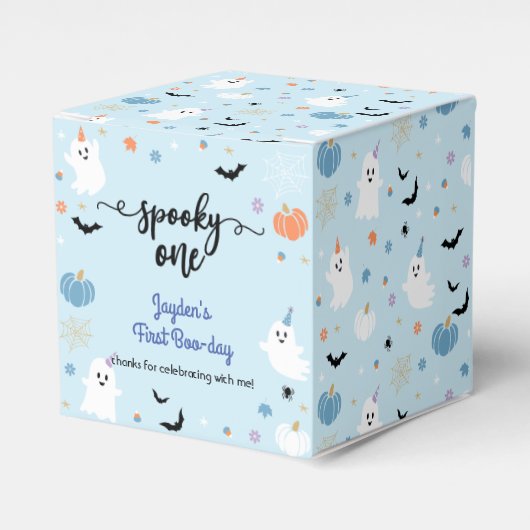 Spooky One Halloween Blue Ghost Erster Geburtstag Geschenkschachtel (Vorderseite)