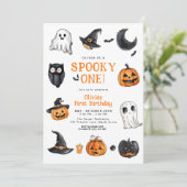 Spooky One Halloween erster Geburtstag Einladung (Stehend Vorderseite)