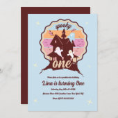 Spooky One Halloween Erster Geburtstag Ghost Blau Einladung (Vorne/Hinten)