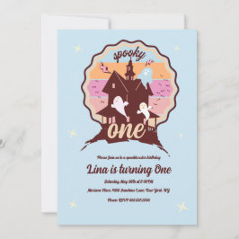 Spooky One Halloween Erster Geburtstag Ghost Blau Einladung