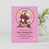 Spooky One Halloween Erster Geburtstag Ghost Pink Einladung (Stehend Vorderseite)