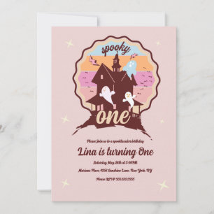 Spooky One Halloween Erstes Geburtstagsgeister-Par Einladung