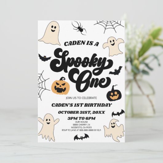 Spooky One Halloween Erstes Party zum 1. Geburtsta Einladung (Stehend Vorderseite)