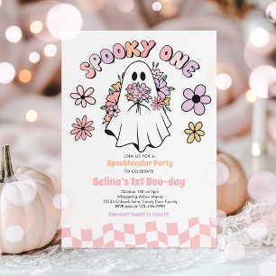 Spooky One Halloween Floral Ghost 1. Geburtstag Einladung