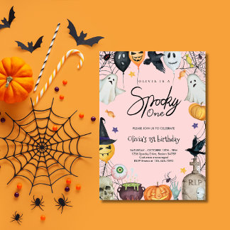 Spooky One Halloween für Mädchen 1. Geburtstag Einladung