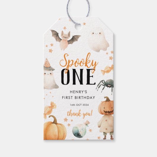 Spooky One Halloween Geburtstag Danke Geschenkanhänger (Vorderseite)