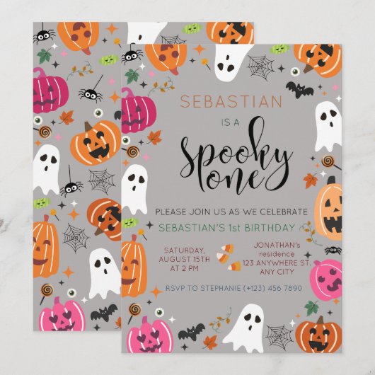 Spooky One Halloween Geburtstag Einladung (Vorne/Hinten)