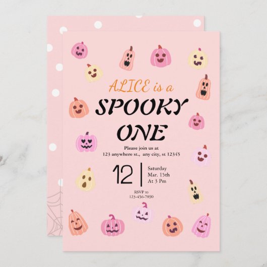 Spooky One Halloween Geburtstag Einladung (Vorne/Hinten)