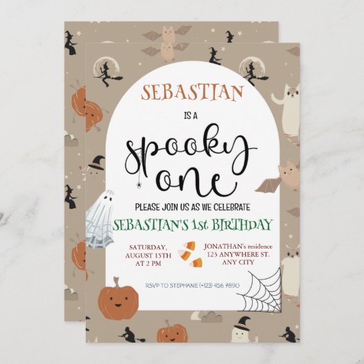 Spooky One Halloween Geburtstag Einladung (Vorne/Hinten)