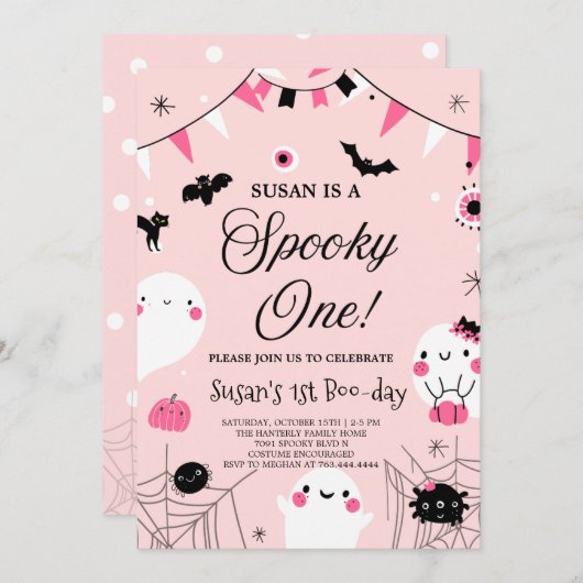 Spooky One Halloween Geburtstag Einladung (Vorne/Hinten)