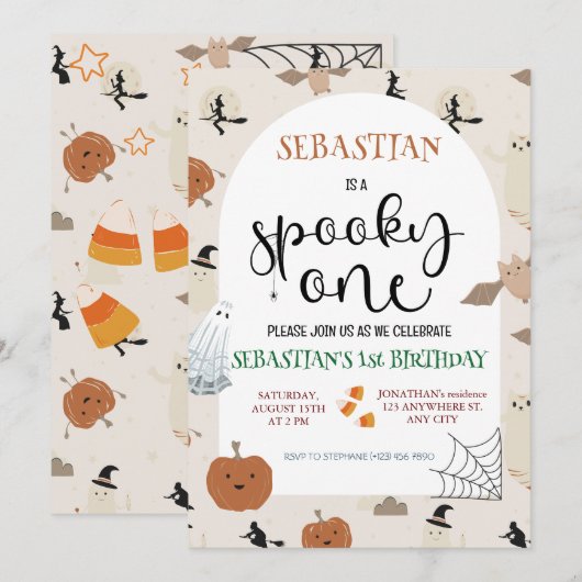 Spooky One Halloween Geburtstag Einladung (Vorne/Hinten)