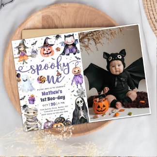 Spooky One Halloween Ghost 1. Geburtstag Foto Einladung