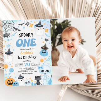 Spooky One Halloween Ghost 1. Geburtstag Foto Einladung