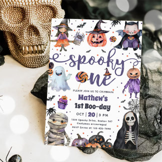 Spooky One Halloween Ghost 1. Geburtstag Party Einladung