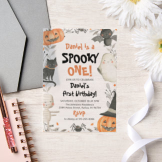 Spooky One Halloween Ghost 1. Geburtstag Pergament Einladungen