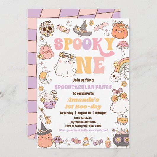 Spooky One Halloween Ghost Einladung (Vorne/Hinten)