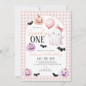 Spooky One Halloween Ghost Pink 1. Geburtstag Einladung (Vorderseite)