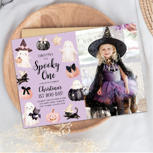 Spooky One Halloween Girl 1. Geburtstag Party Foto Einladung