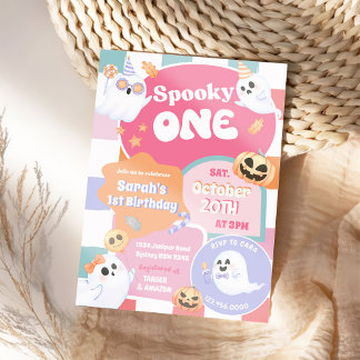 Spooky One Halloween Groovy 1. Geburtstag Party Einladung