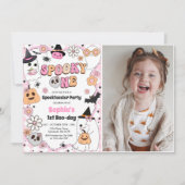 Spooky One Halloween Groovy Ghost 1. Geburtstag Einladung (Vorderseite)