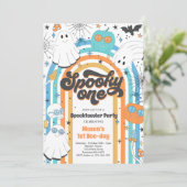 Spooky One Halloween Groovy Ghost 1. Geburtstag Einladung (Stehend Vorderseite)