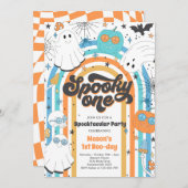 Spooky One Halloween Groovy Ghost 1. Geburtstag Einladung (Vorne/Hinten)