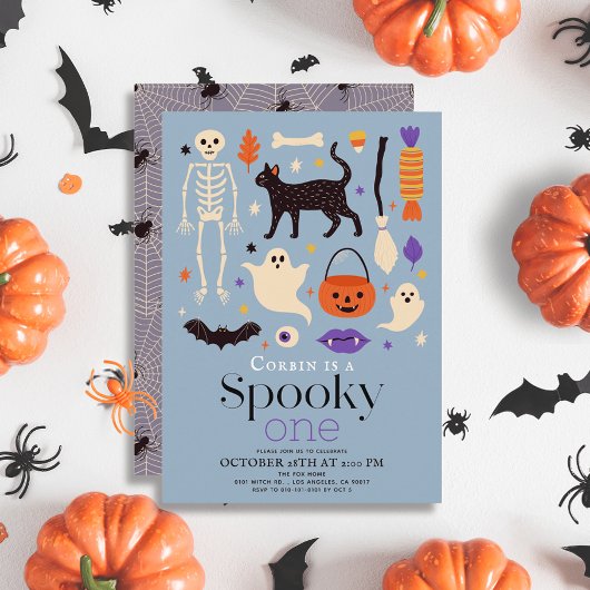 Spooky One Halloween Motifs Blue 1. Geburtstag Einladung