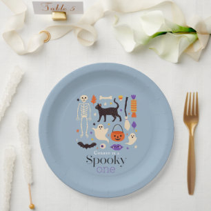 Spooky One Halloween Motifs Blue 1. Geburtstag Pappteller