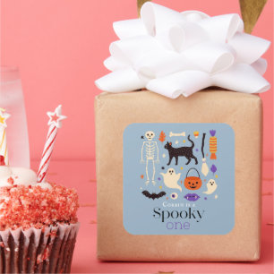Spooky One Halloween Motifs Blue 1. Geburtstag Quadratischer Aufkleber
