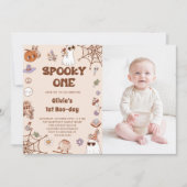 Spooky One Halloween Niedlich Ghost 1. Geburtstag Einladung (Vorderseite)