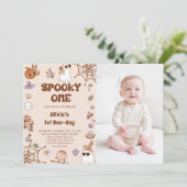 Spooky One Halloween Niedlich Ghost 1. Geburtstag Einladung (Stehend Vorderseite)