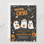 Spooky One Halloween Niedlich Ghost 1. Geburtstag Einladung (Vorderseite)