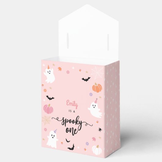 Spooky One Halloween Niedlich Pink Ghost 1. Geburt Geschenkschachtel (Geöffnet)