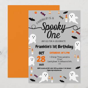 Spooky One Halloween Niedliche Ghouls Geburtstagsp Einladung