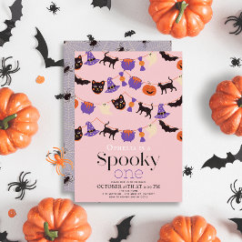 Spooky One Halloween Pink 1st Birthday Einladung