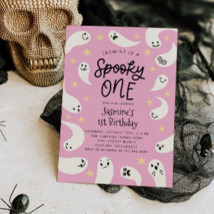 Spooky ONE Halloween Pink Ghost Geburtstag Einladung