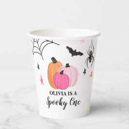 Spooky One Halloween PINK Pumpkins Geburtstag Pappbecher