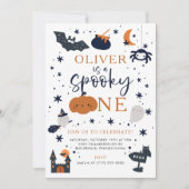 Spooky One Halloween Pumpkin 1. Geburtstag Einladung (Vorderseite)