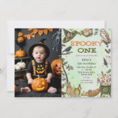 Spooky One Hexe Halloween 1. Geburtstag Foto Einladung (Vorderseite)