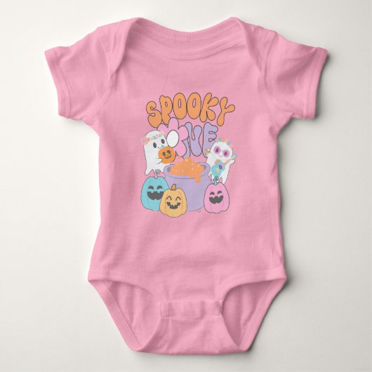 Spooky One Hippie Halloween Ghost Baby Strampler (Vorderseite)