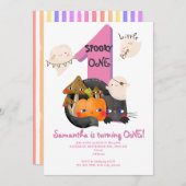 Spooky ONE Little Boo Halloween Girls 1. Geburtsta Einladung (Vorne/Hinten)