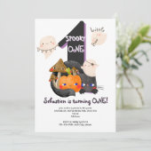 Spooky ONE Little Boo Halloween Kinder 1. Geburtst Einladung (Stehend Vorderseite)